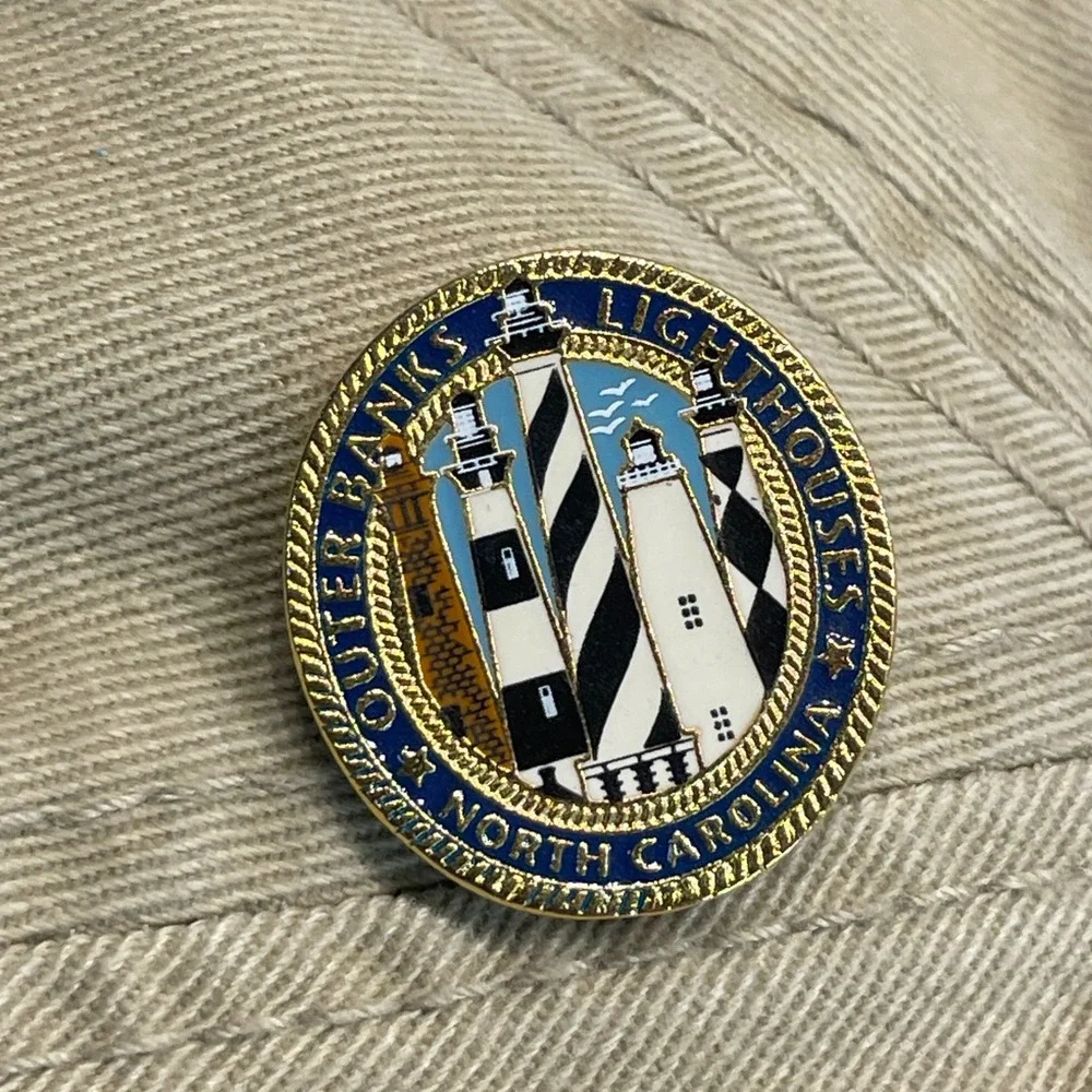 Graveyard of the Atlantic Hat Khaki Outer Banks NC Lighthouse Cap with Pin Otto